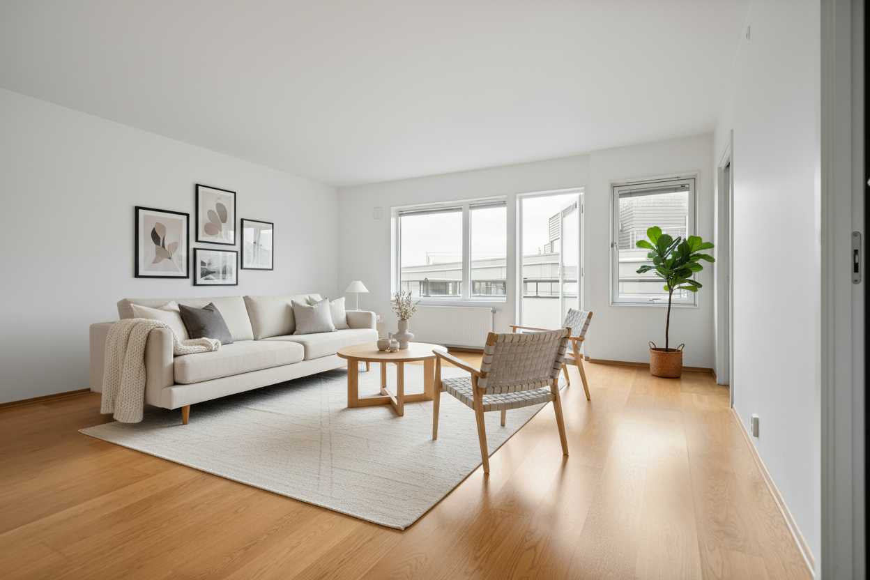 Staged apartment living room