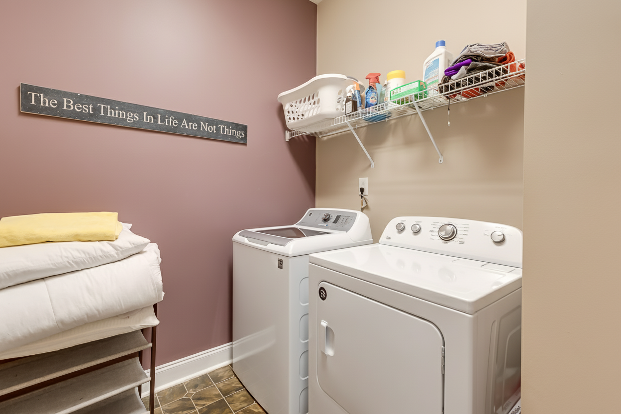 De-cluttered laundry room