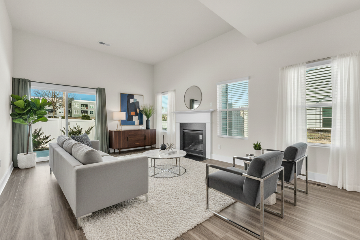 Living room with neutral paint